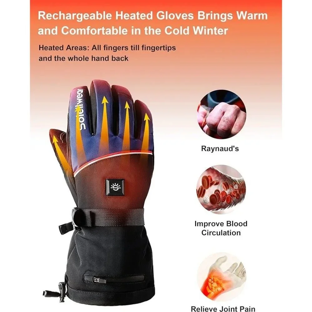 Soleilwear Heated Touchscreen Gloves Unisex with 2 Rechargeable Battery …